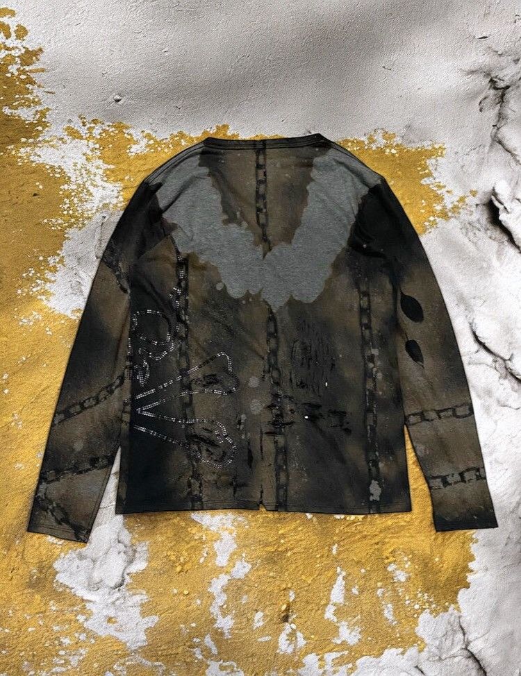 If Six Was Nine × Le Grande Bleu (L.G.B.) × Roen ROEN - DISTRESSED THRASED BLEACH GOTHIC SKULL LONG SLEEVE Size US M / EU 48-50 / 2 - 2 Thumbnail