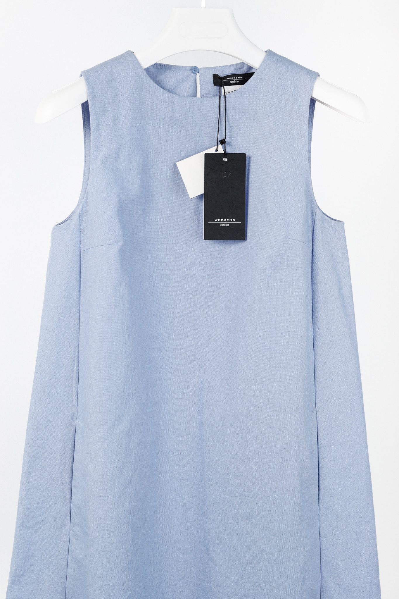 Weekend Max Mara Weekend Max Mara Racer Light Blue Cotton & Linen Short Dress Size S / US 4 / IT 40 - 3 Thumbnail