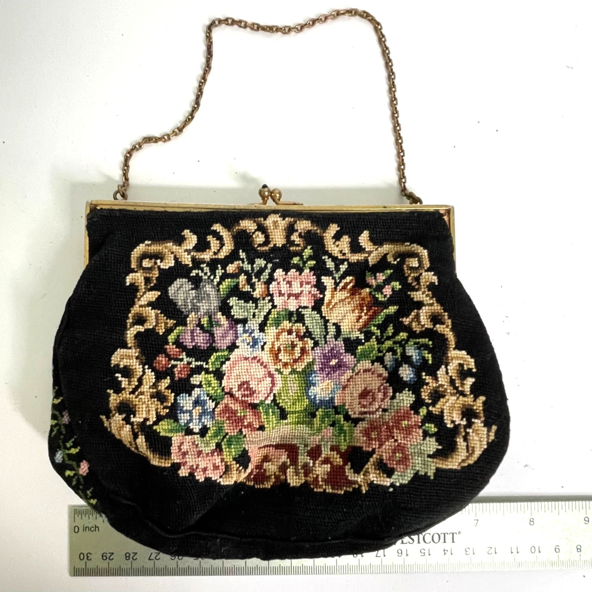 Other Vintage Needlepoint Purse Clutch Handbag Bag Floral Design 7 Size ONE SIZE - 5 Thumbnail