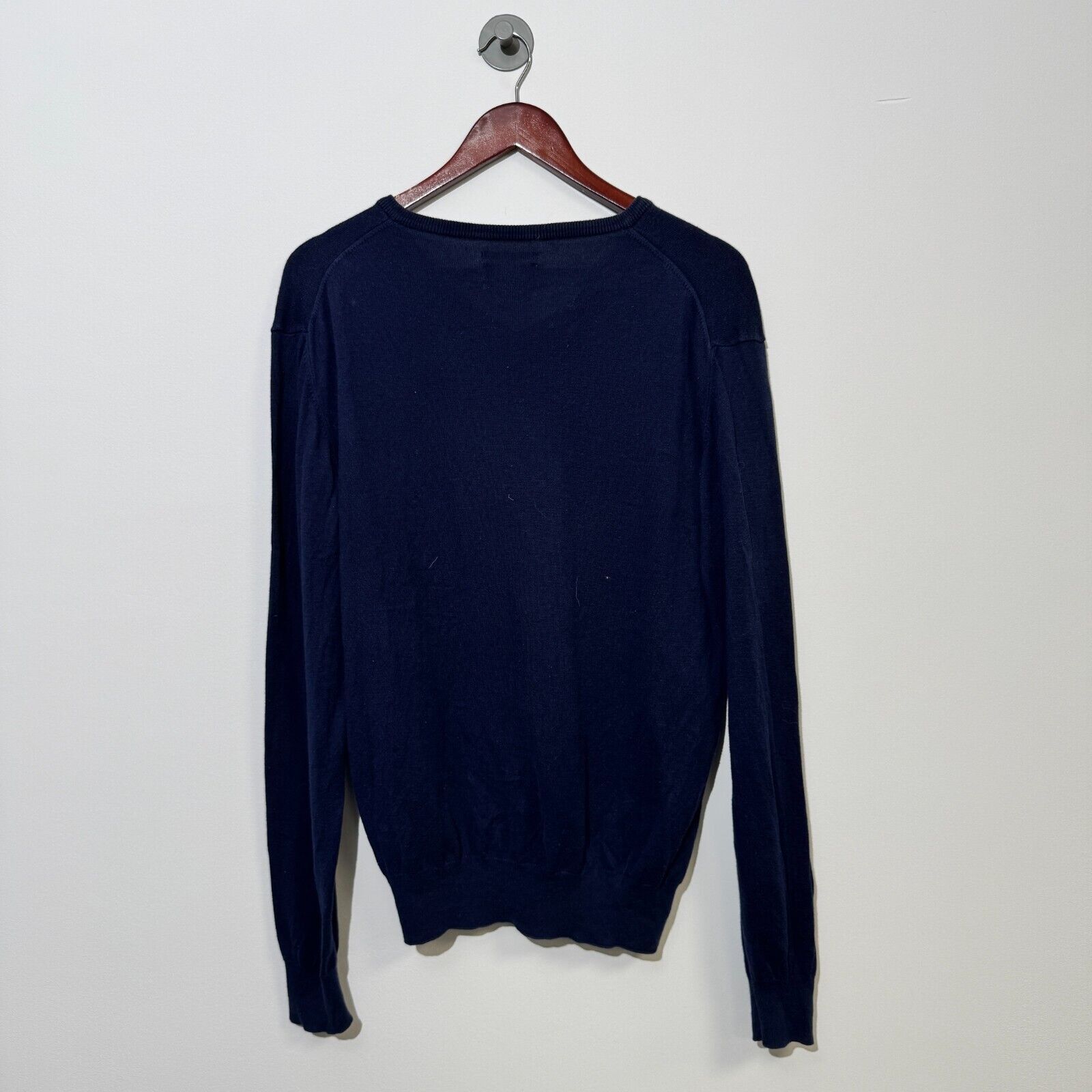 Gant × Vintage Vintage 90s Gant Unisex Navy Cotton Sweater Size L V-Neck Size US L / EU 52-54 / 3 - 9 Thumbnail