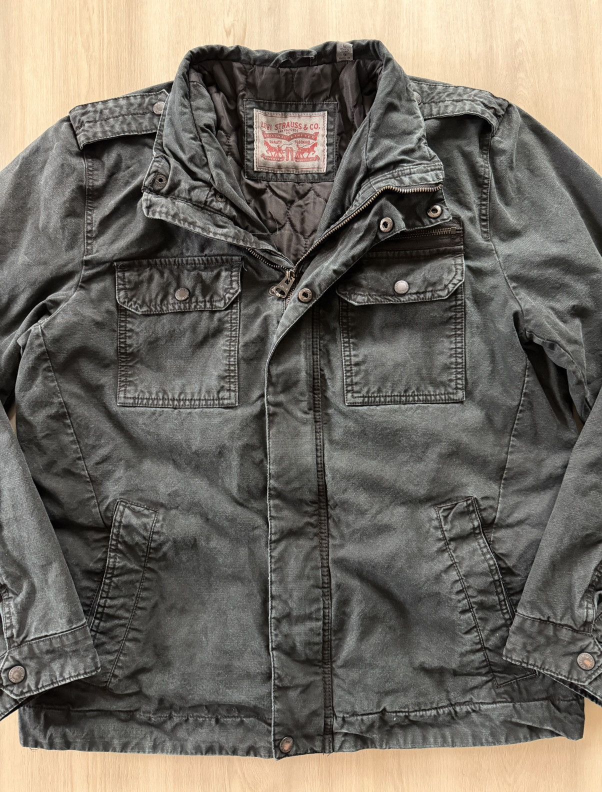 Levi's Levis Jacket Black Military Quilted Lined Cotton Sz L Size US L / EU 52-54 / 3 - 2 Thumbnail