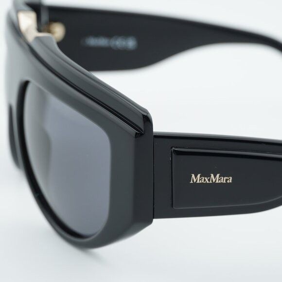 Max Mara Max Mara ORSOLA MM0083 01A Sunglasses Shiny Black Shield Size ONE SIZE - 8 Thumbnail