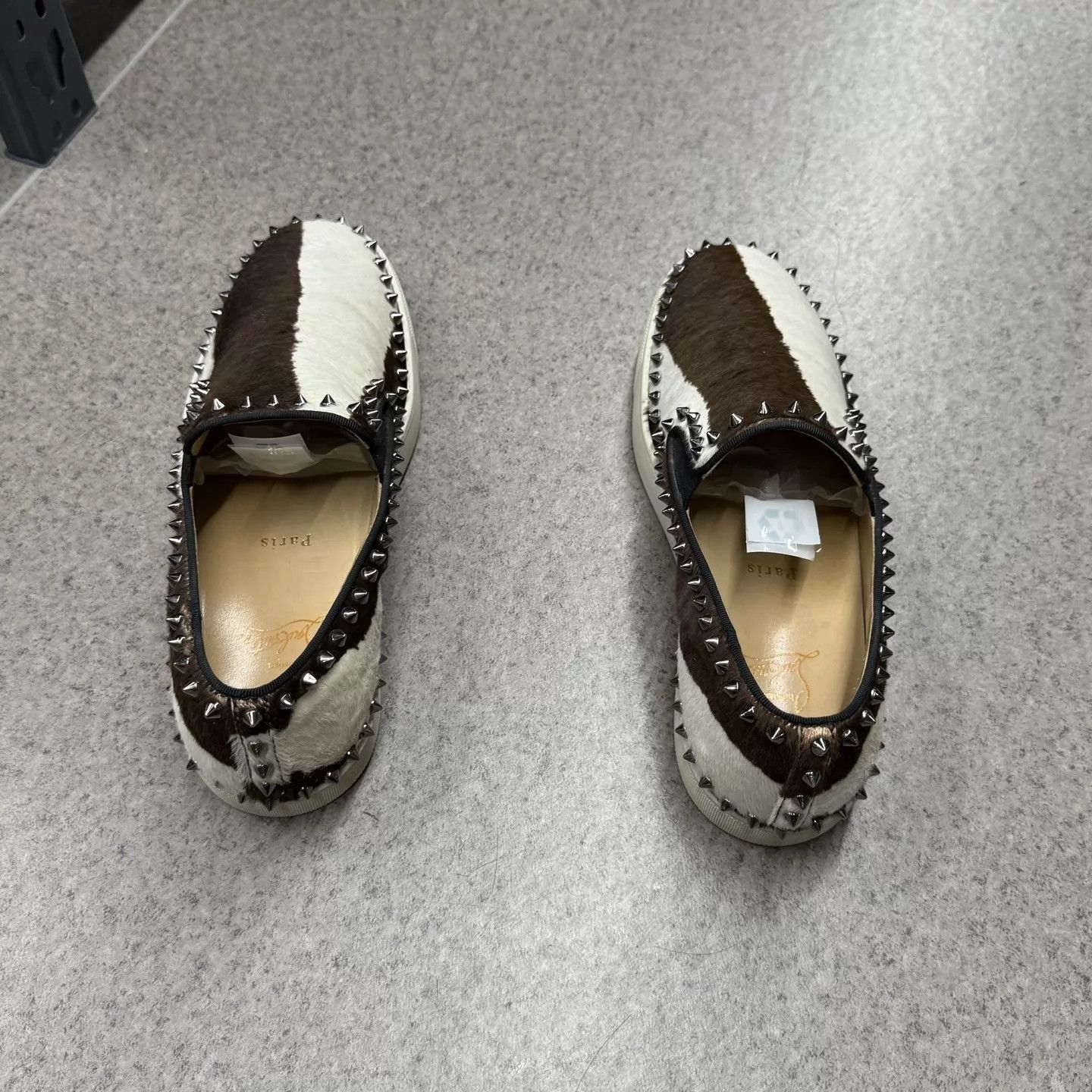 Christian Louboutin CL cow print horsehair studded red sole 40.5 Worn Excellent Size US 7.5 / EU 40-41 - 8 Thumbnail
