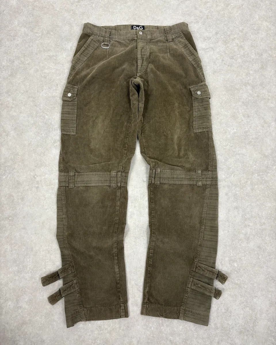 Dolce & Gabbana SS2002 Dolce & Gabbana Olive Green Cargo Utility Cordurroy Pants Size US 32 / EU 48 - 1 Thumbnail
