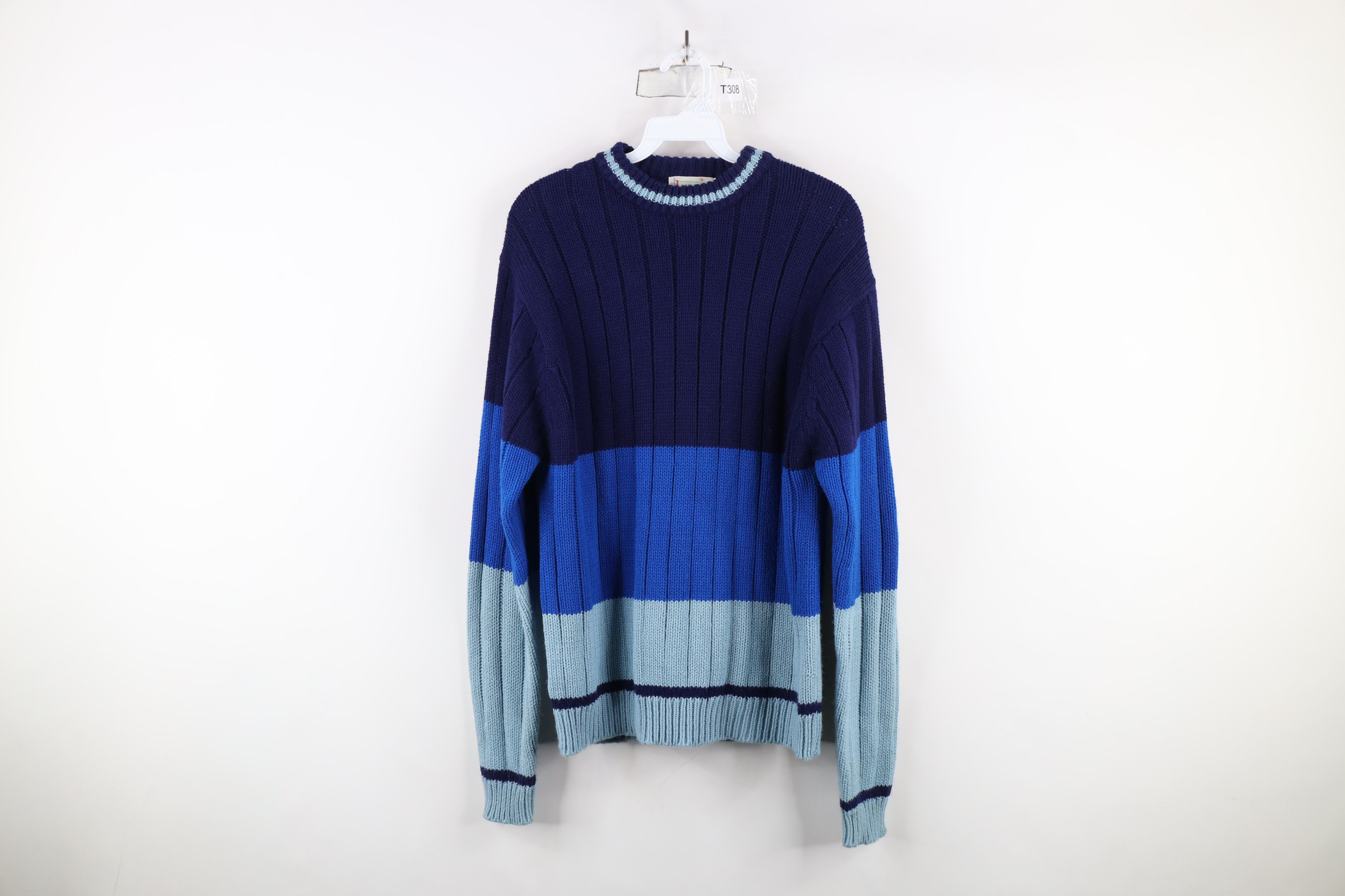 Vintage Vintage 70s Streetwear Block Ribbed Knit Crewneck Sweater Size XL / US 12-14 / IT 48-50 - 1 Thumbnail