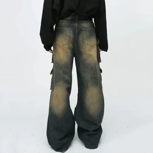 VIBE Retro washed distressed workwear loose wide leg jeans Size US 32 / EU 48 - 6 Thumbnail