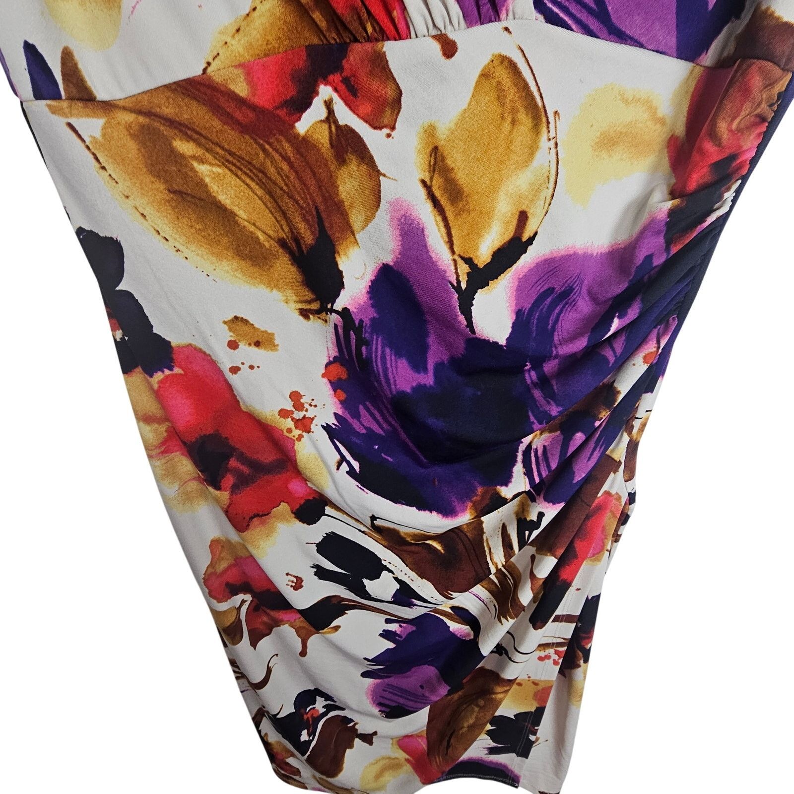 Lauren Ralph Lauren Lauren Ralph Lauren Womens Floral Sheath Dress 12 Ruched Size L / US 10 / IT 46 - 3 Thumbnail