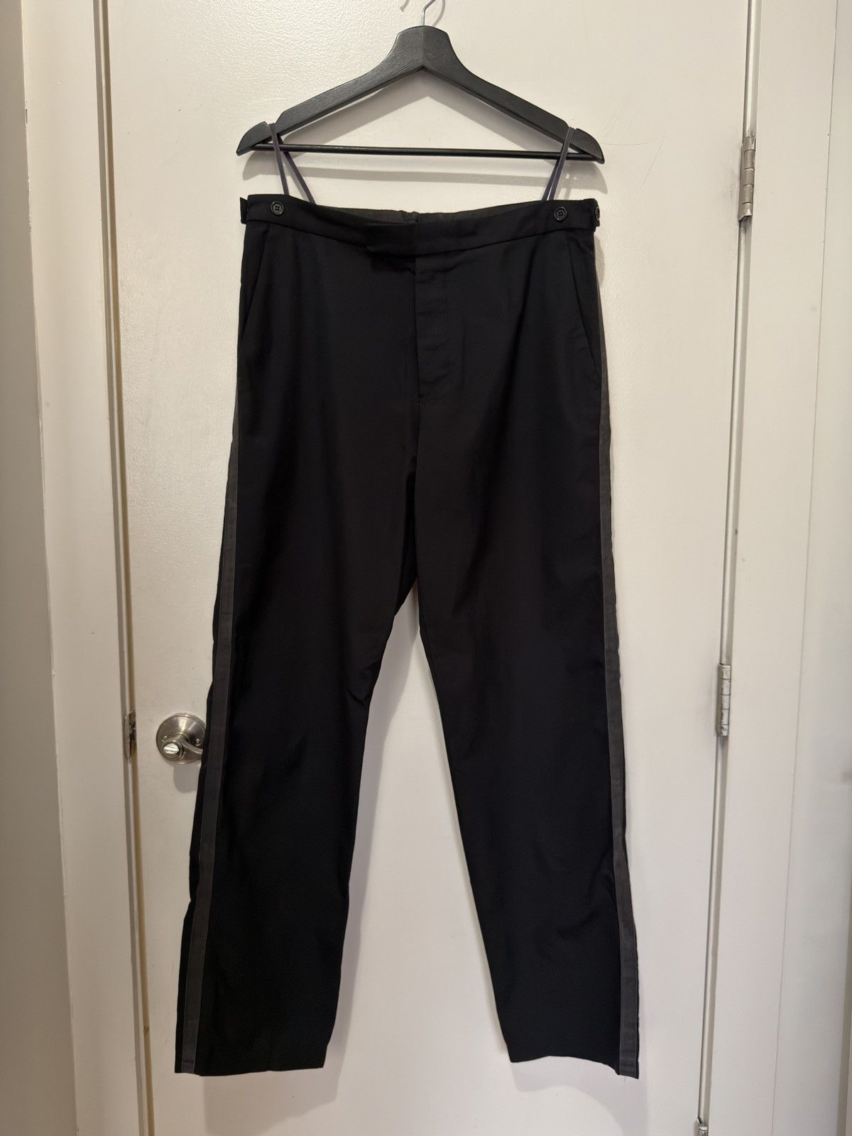 Helmut Lang '90s Gray Stripe Tuxedo Trousers Size US 30 / EU 46 - 1 Thumbnail