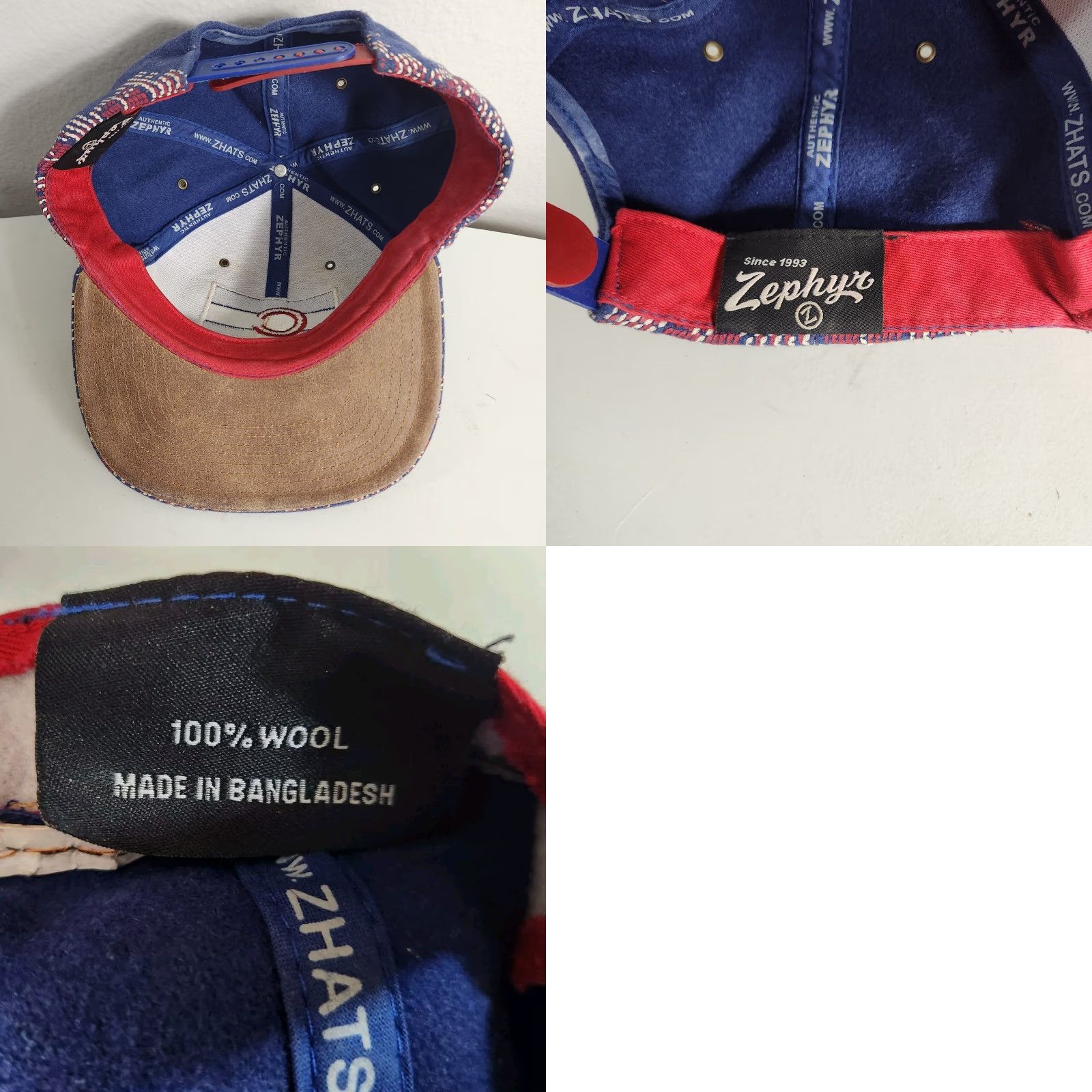 Zephyr Zephyr Colorado Flag Patch Patterned Wool Baseball Snapback Cap Men One Size Blue Wool Felt Adjustable Cap Size ONE SIZE - 8 Thumbnail