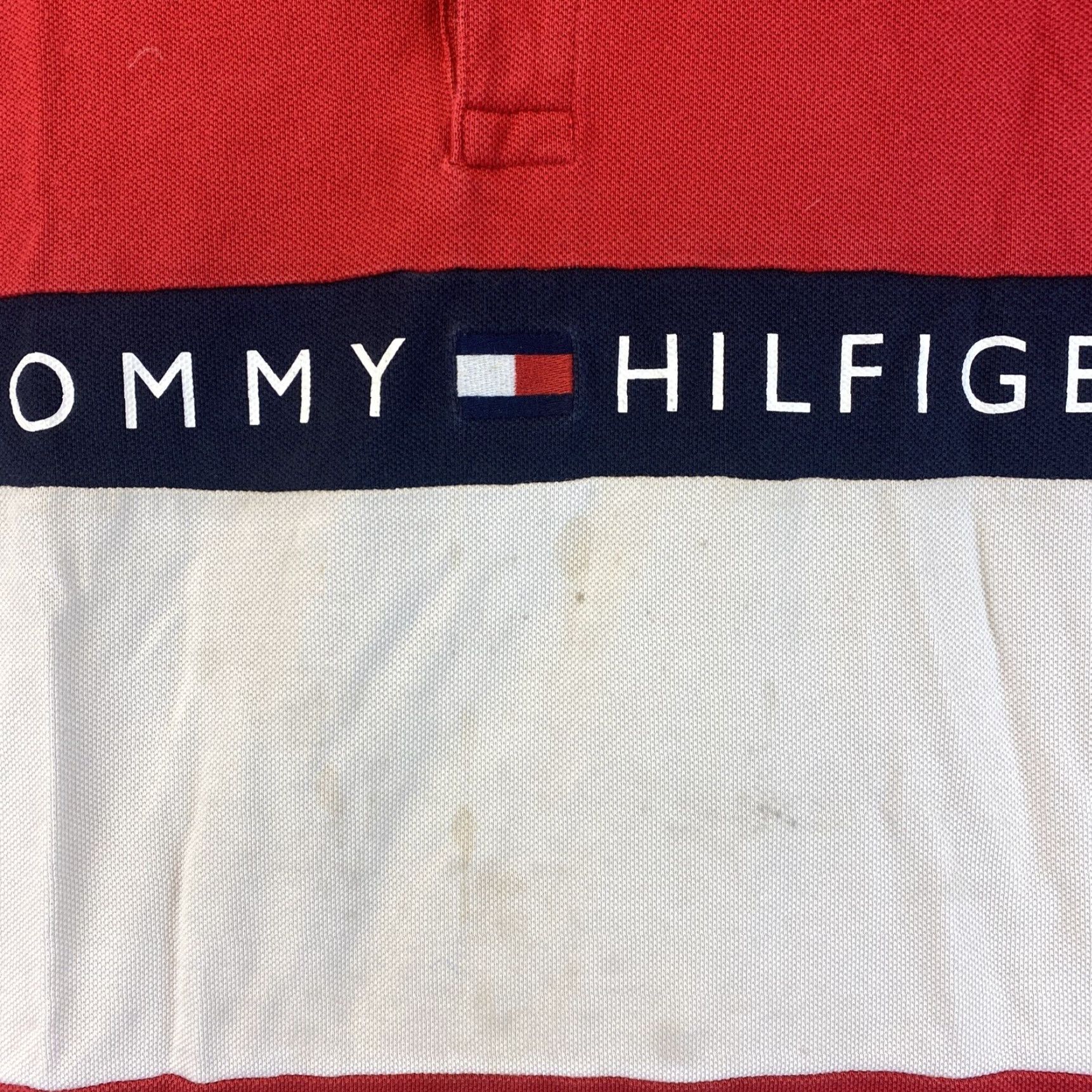 Tommy Hilfiger VINTAGE Tommy Hilfiger Polo Shirt Men L Long Sleeve Blue & White Striped Golf Tennis Cycling Size US L / EU 52-54 / 3 - 2 Thumbnail