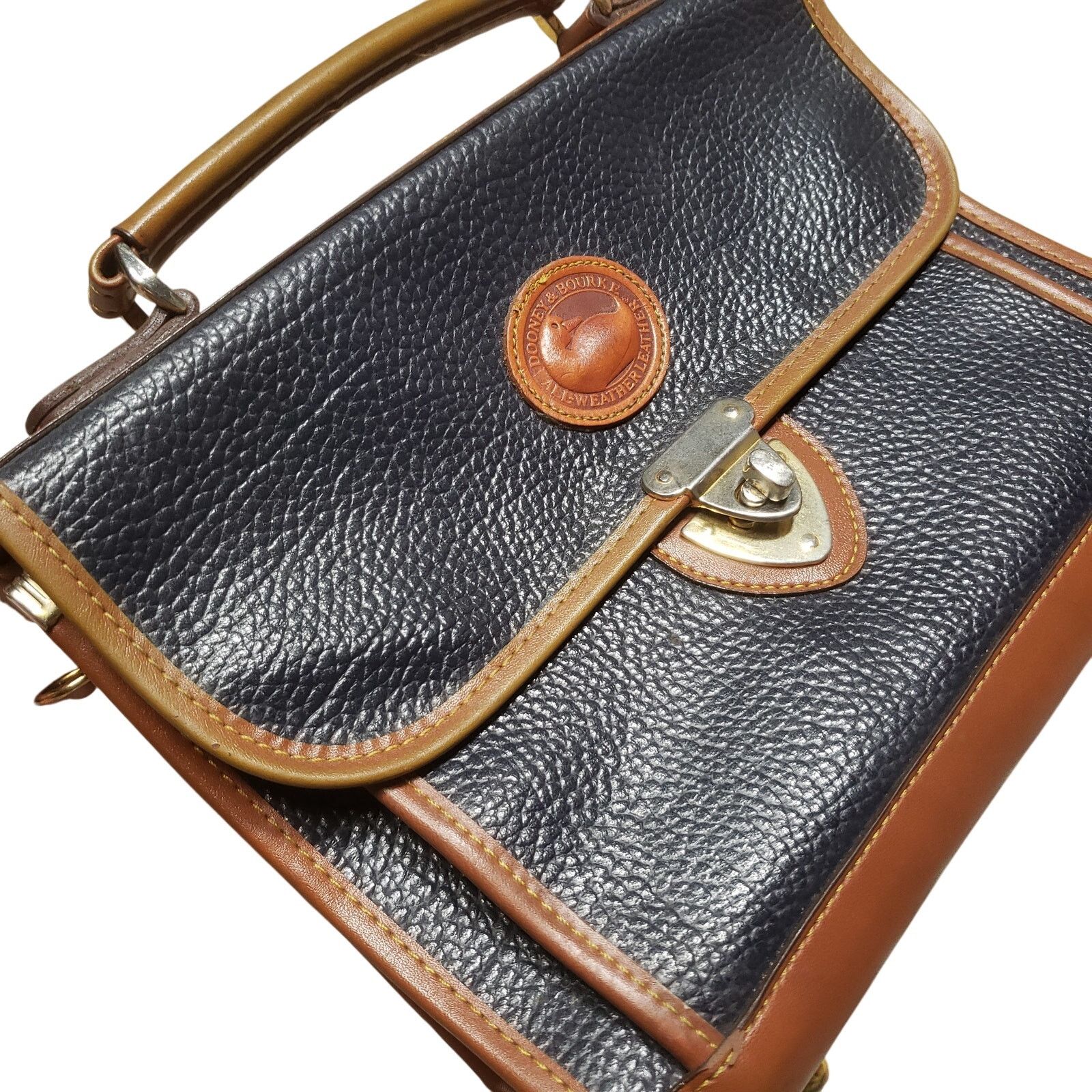 Dooney & Bourke Vtg Dooney & Bourke Blue Grain Leather Crossbody Satchel Size ONE SIZE - 1 Thumbnail