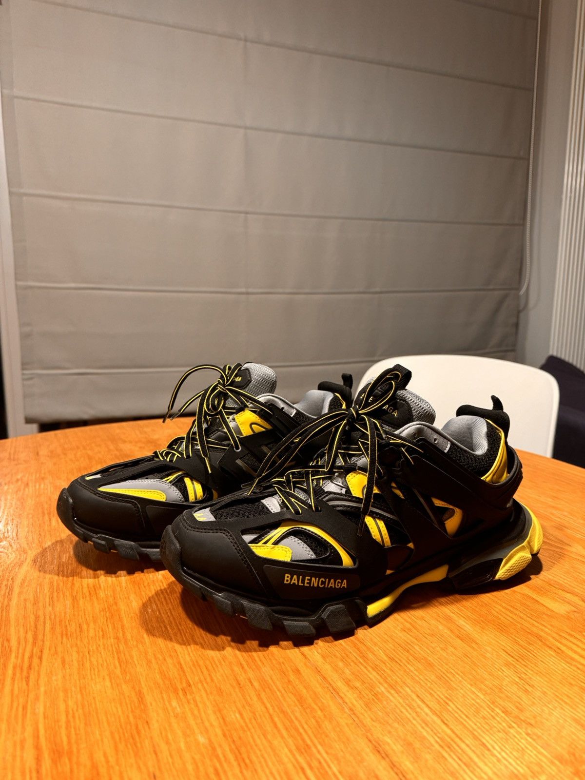 image of Balenciaga Track Leather Trainers Shoes in Black, Men's (Size 11)