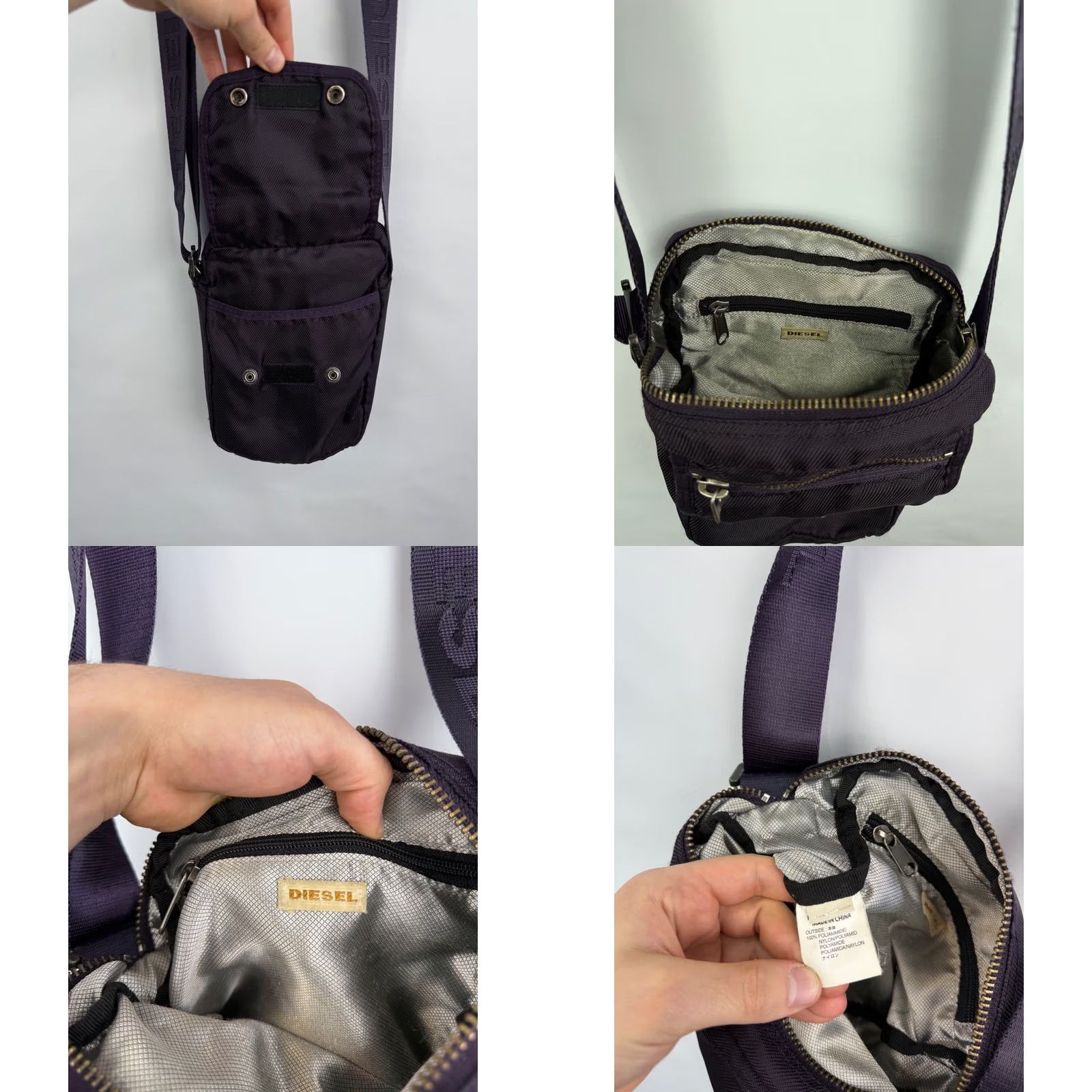 Diesel VINTAGE Diesel Archive Purple Bag Messenger Bag Mens OS Purple Retro 90s Size ONE SIZE - 8 Thumbnail