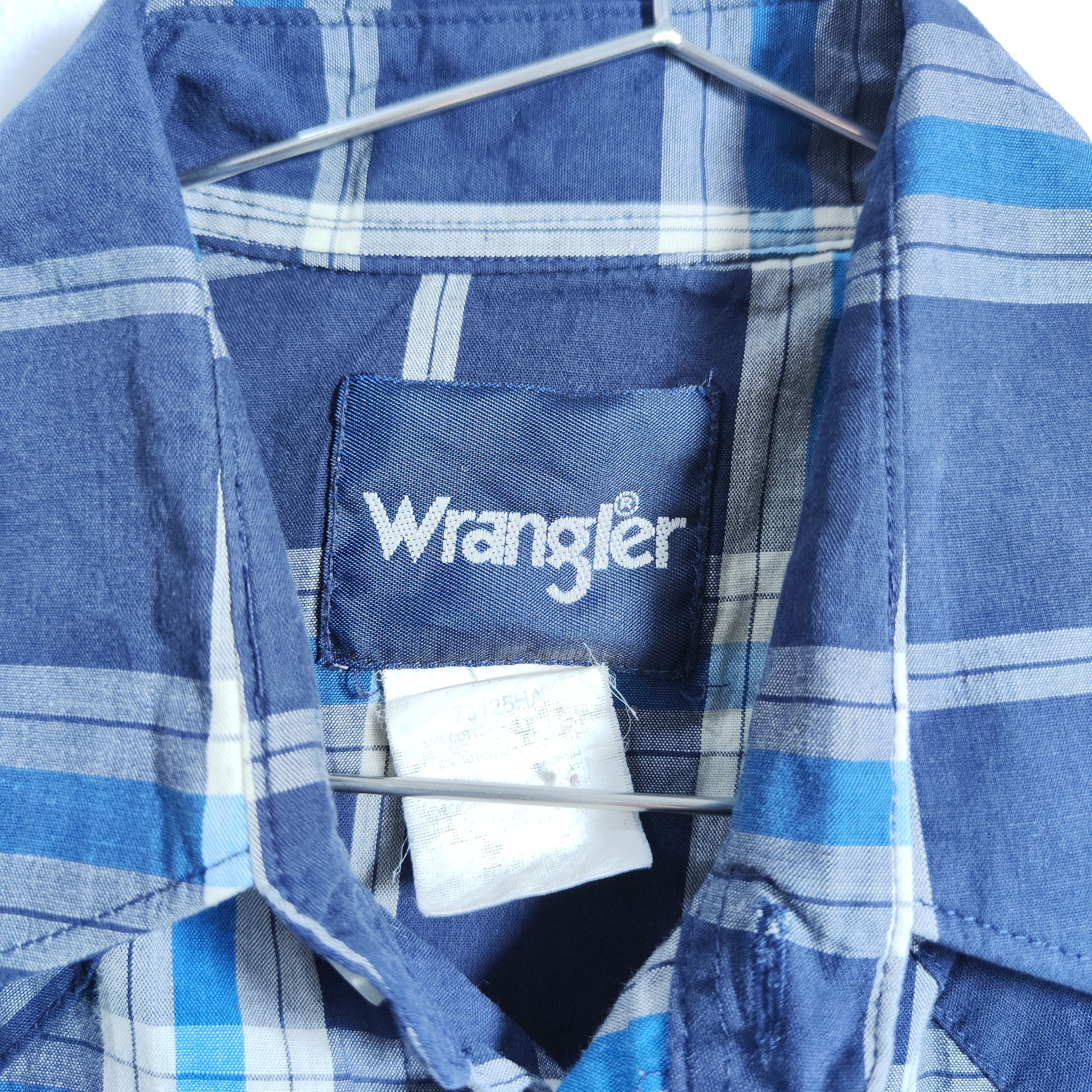 Wrangler VINTAGE Wrangler Western shirt Large Plaid Blue Pearl Snap Size US L / EU 52-54 / 3 - 4 Thumbnail