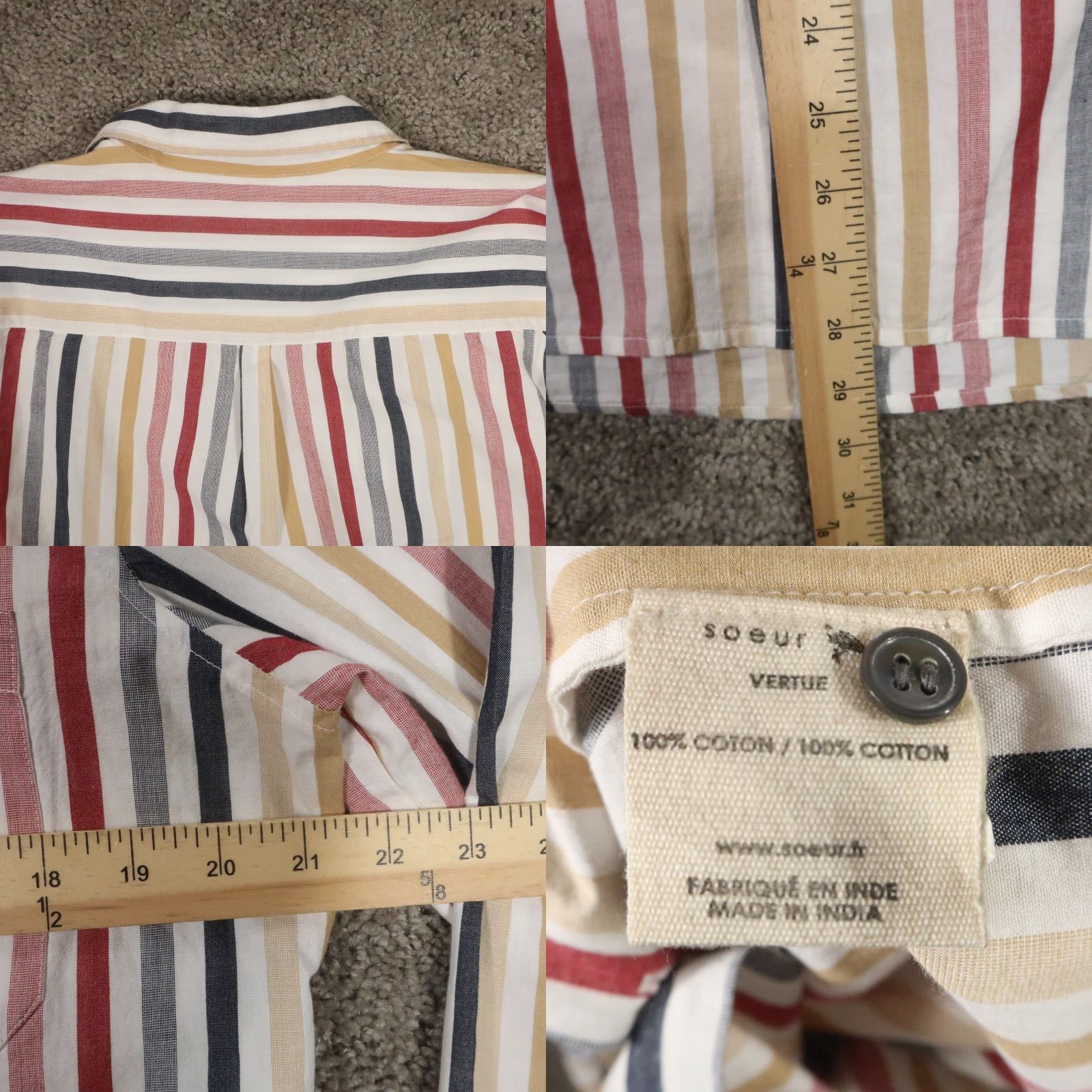 Soeur Soeur Button Shirt Men 42 Long Sleeve Striped Light Cotton Paris Vertue M Multicolor Casual Shirt Mens Size US M / EU 48-50 / 2 - 8 Thumbnail