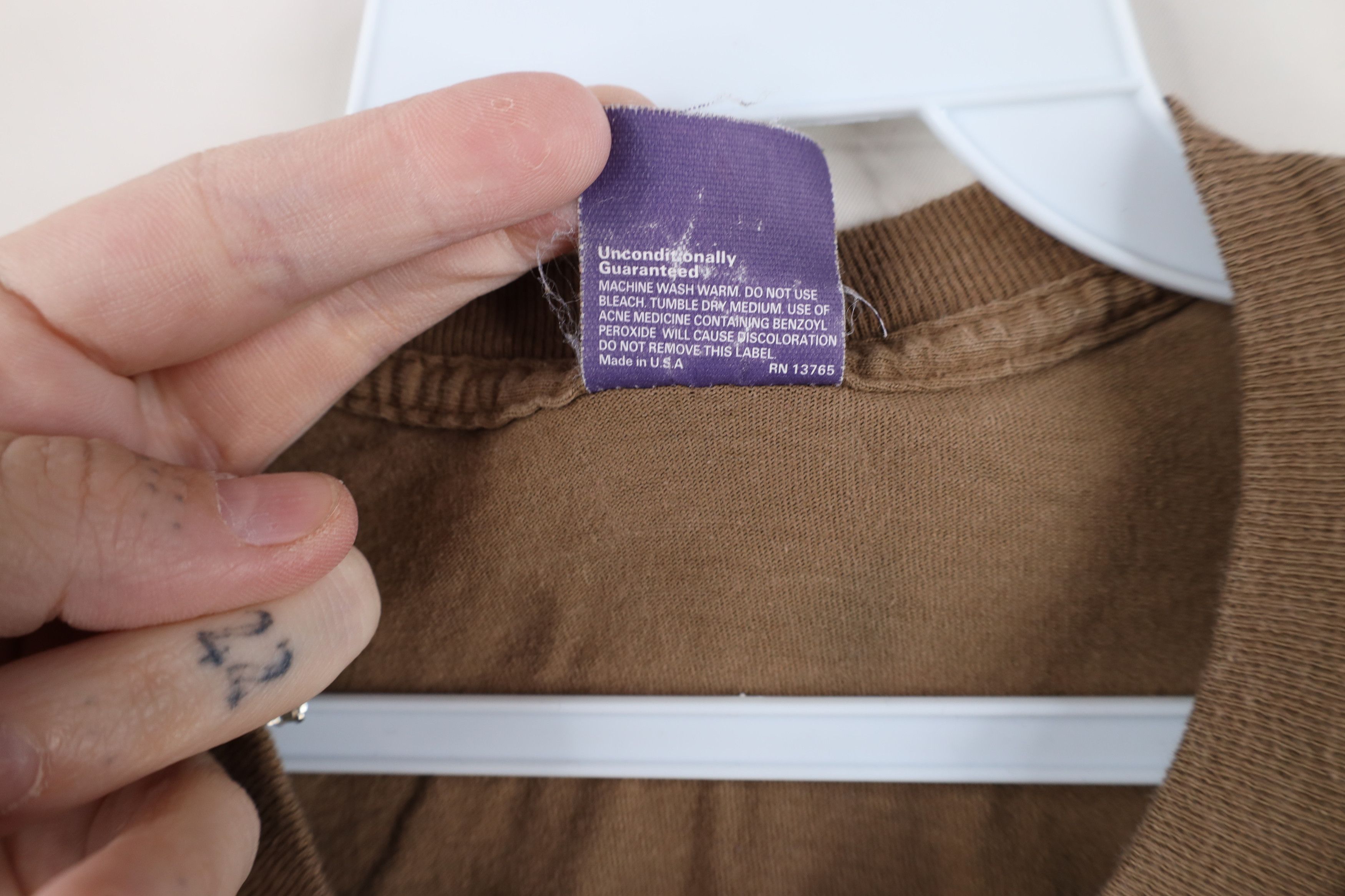 Vintage Vintage 90s Streetwear Blank Combed Cotton T-Shirt Brown USA Size US L / EU 52-54 / 3 - 9 Thumbnail