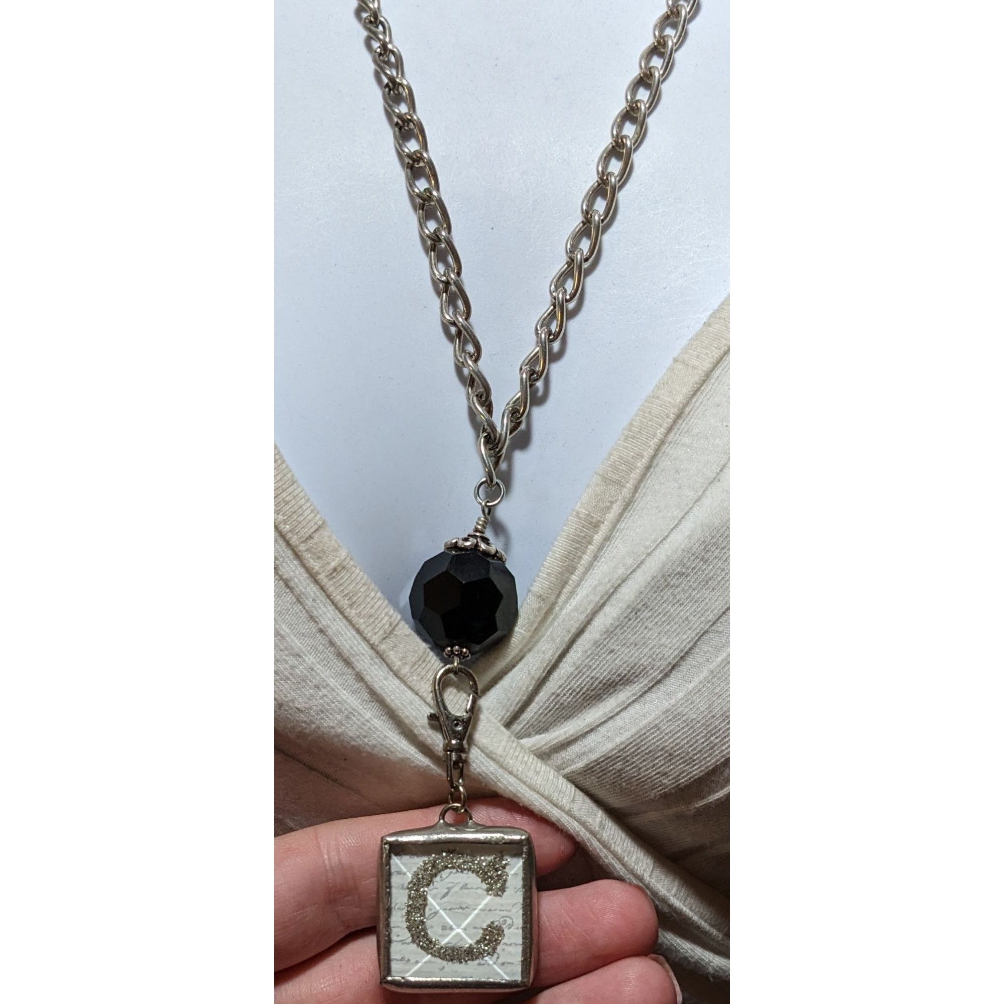 Other Unique Glitter Heart C Reversible Pendant Necklace Size ONE SIZE - 9 Thumbnail