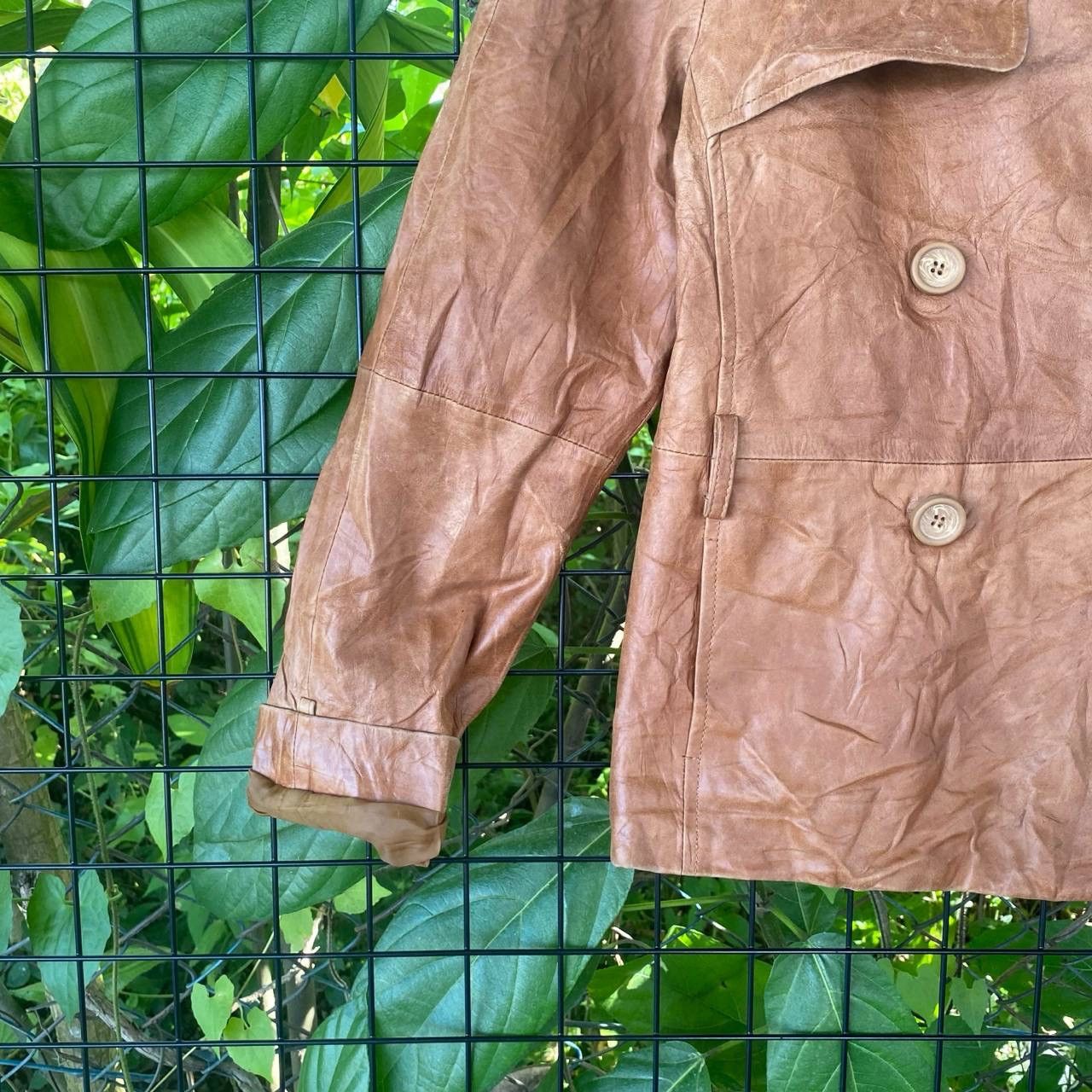 Genuine Leather × Vintage Vintage Zara Leather Peacoat Size M / US 6-8 / IT 42-44 - 4 Thumbnail