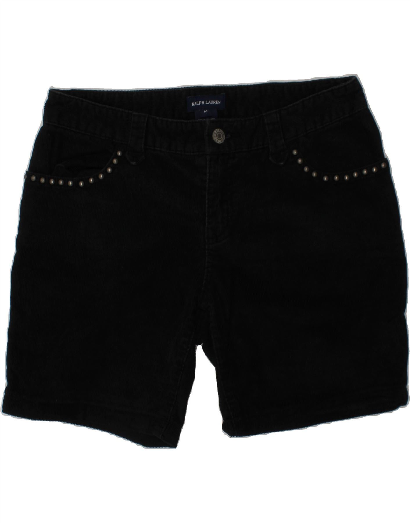 Ralph Lauren Girls Corduroy Shorts 13-14 Years W28 Black Cotton Size 32" / US 10 / IT 46 - 1 Thumbnail