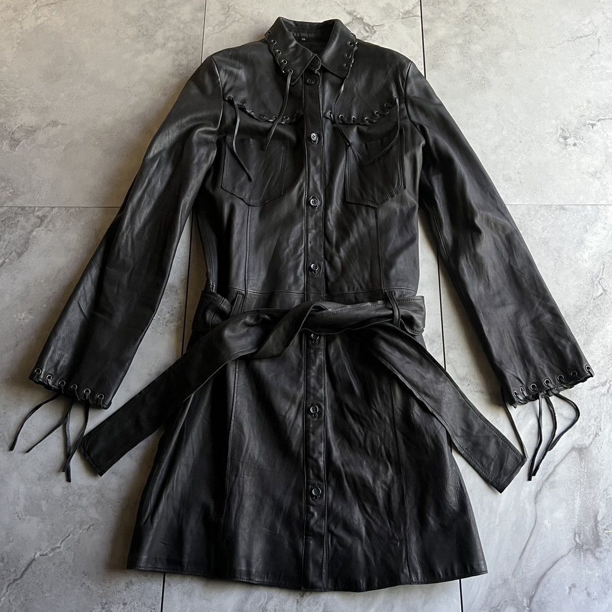 image of Contents The Superior Leather Trench Coat in Black, Men's (Size XS)