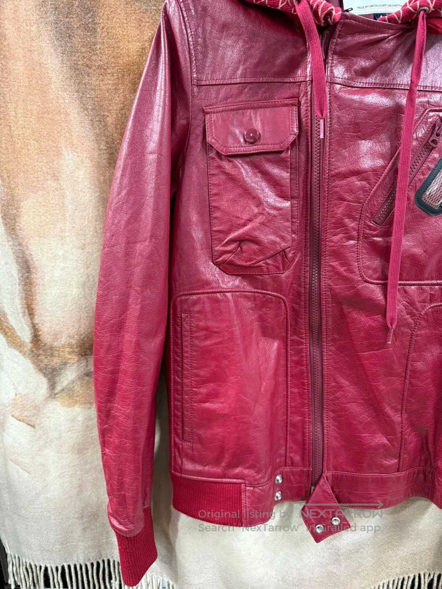 Comme des Garcons Homme Plus Red Visual Window Leather Jacket. Size US XL / EU 56 / 4 - 3 Thumbnail