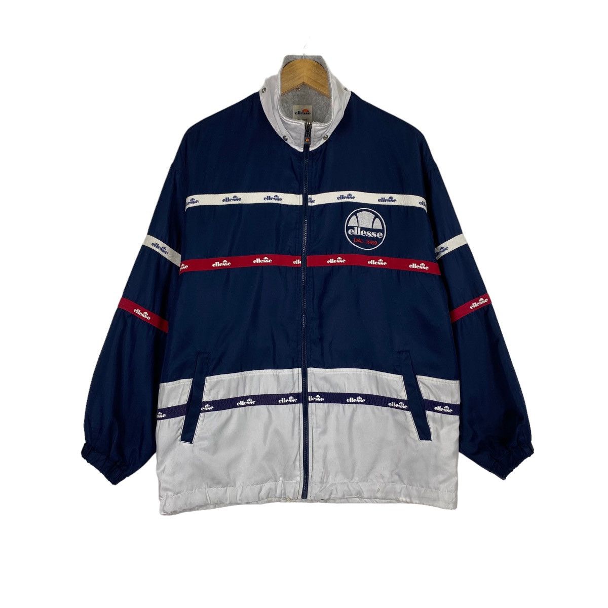 image of Vintage Ellesse Small Logo Zipper Light Jacket in White, Men's (Size Large)