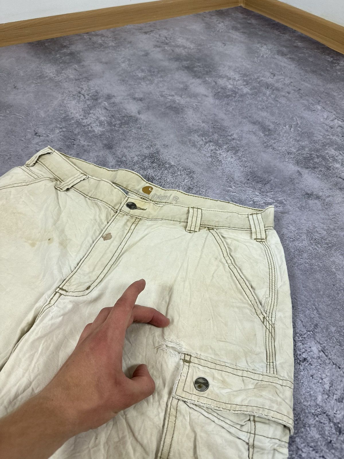 Carhartt Vintage Carhartt Distressed Cargo Baggy USA Opium Shorts Size US 36 / EU 52 - 10 Thumbnail