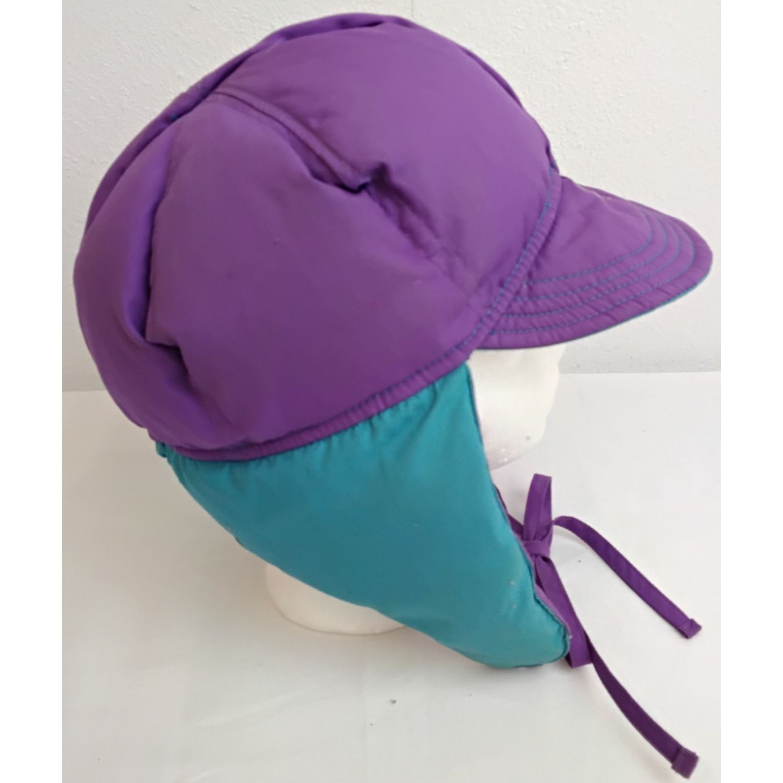 Other 1980s Down Trapper Hat Blue/Purple Reversible Ladies M Size ONE SIZE - 4 Thumbnail