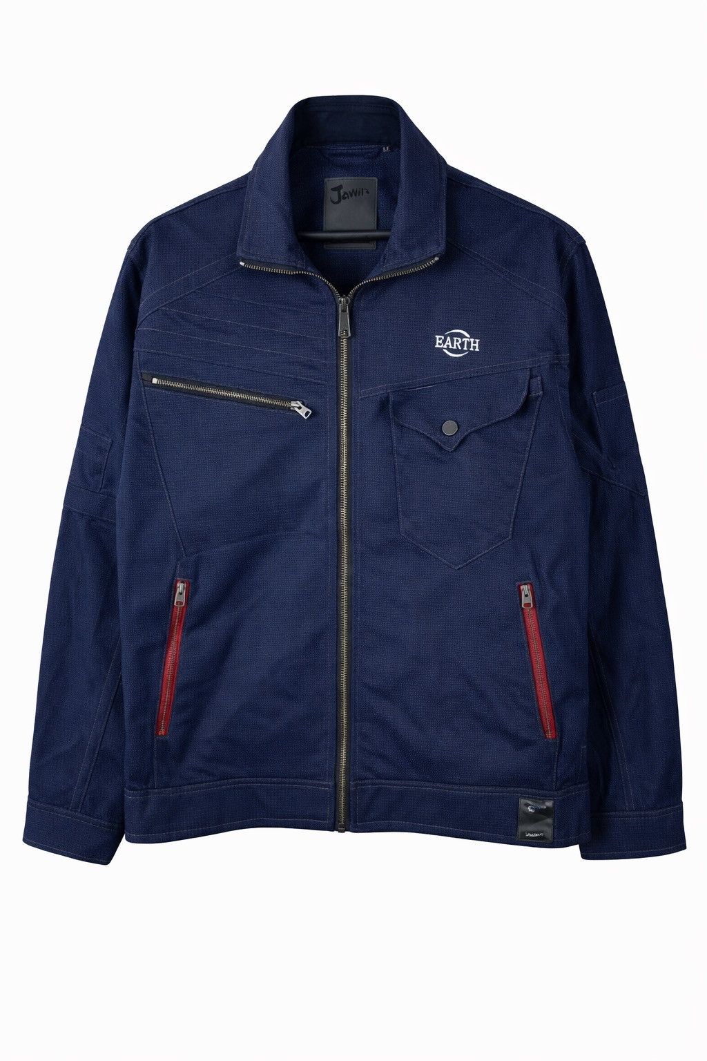 Japanese Brand Jawin EARTH Navy Utility Workwear Full Zip Textured Fabric Size US L / EU 52-54 / 3 - 1 Thumbnail