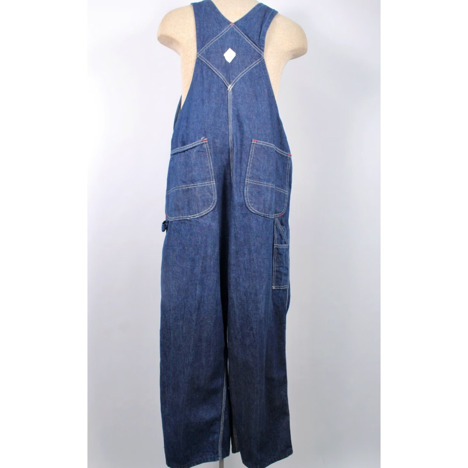 Vintage VINTAGE Big Mac Mens VTG 70s Blue Denim Overalls Sz L 1970s Square Bak 28 Inseam Size US 33 - 2 Thumbnail