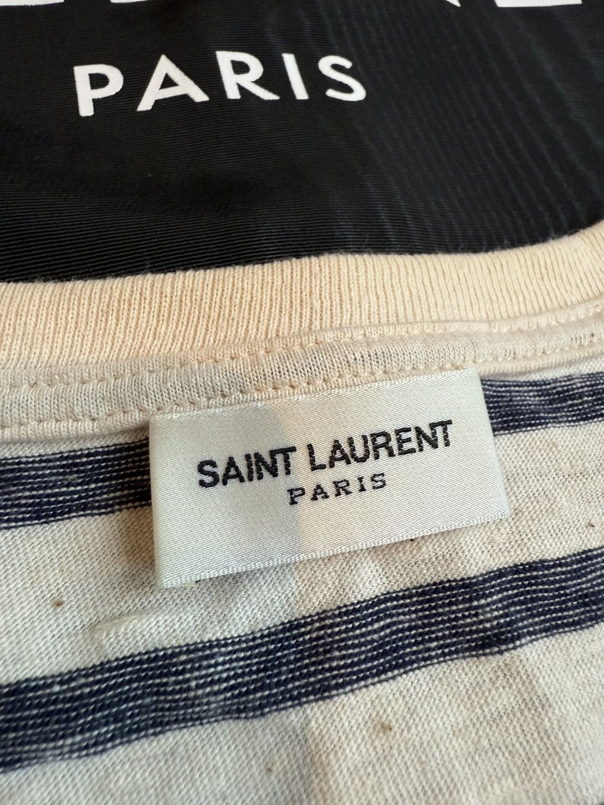 Saint Laurent Paris $620 Saint Laurent STRIPED CASSANDRE T-SHIRT IN JERSEY Size US L / EU 52-54 / 3 - 20 Thumbnail