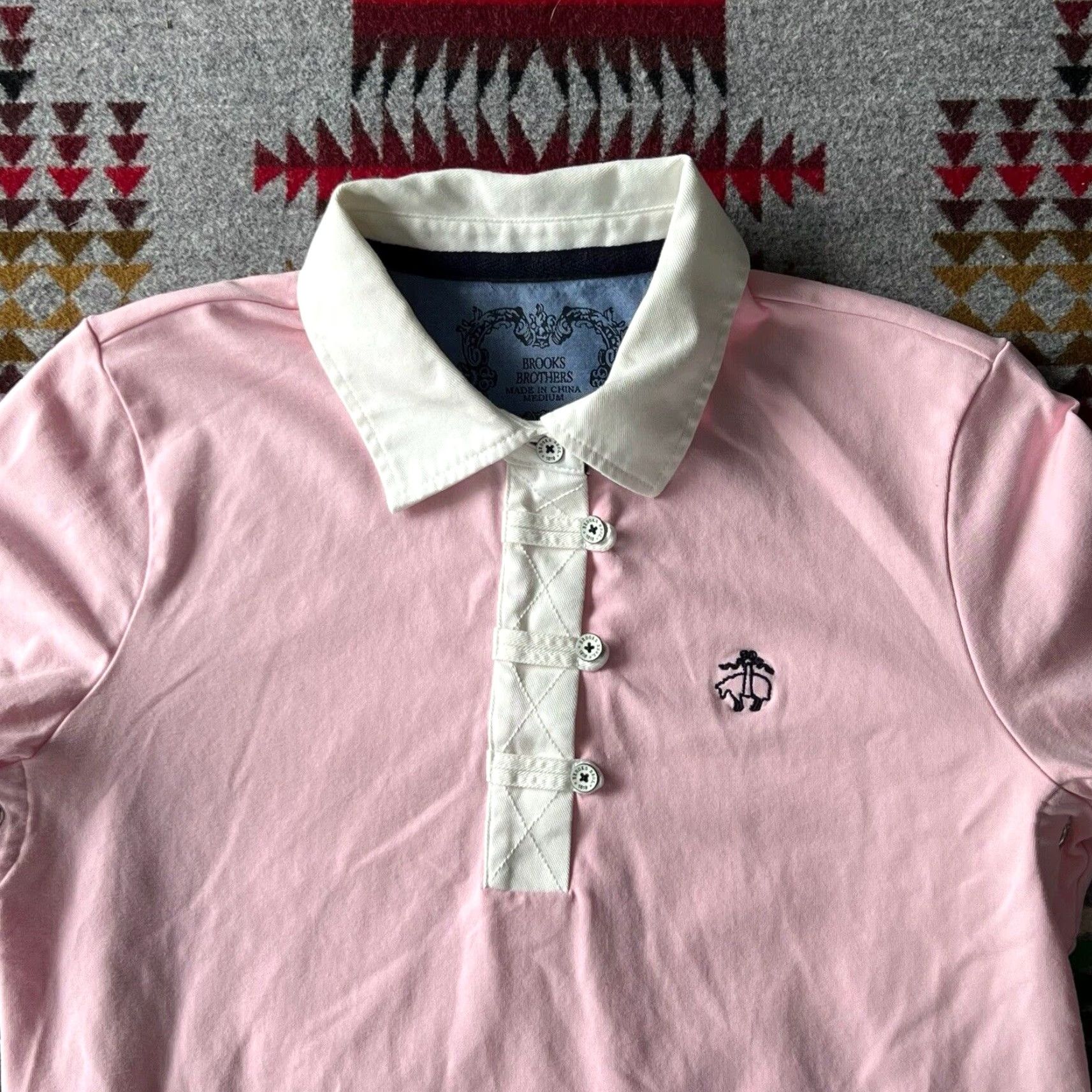 Brooks Brothers Women's Polo Shirt Size Medium Pink Embroidered