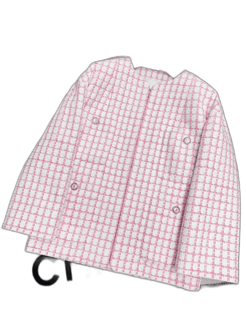 Chanel Chanel Pink and White Checkered Jacket Size S / US 4 / IT 40 - 1 Thumbnail