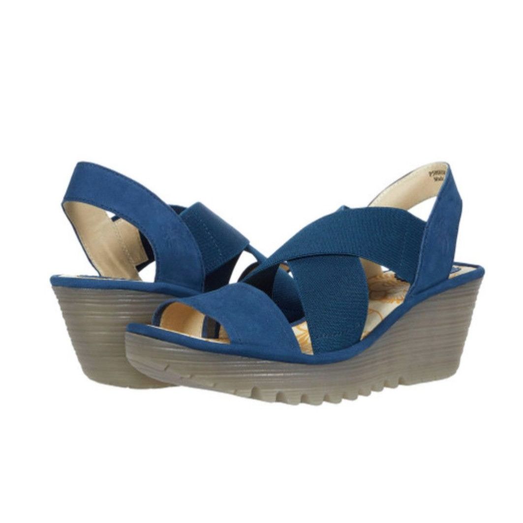 Fly London Fly London Women's Yaji Wedge Sandal Blue Women's 41 US 10 Size US 10 / IT 40 - 13 Thumbnail