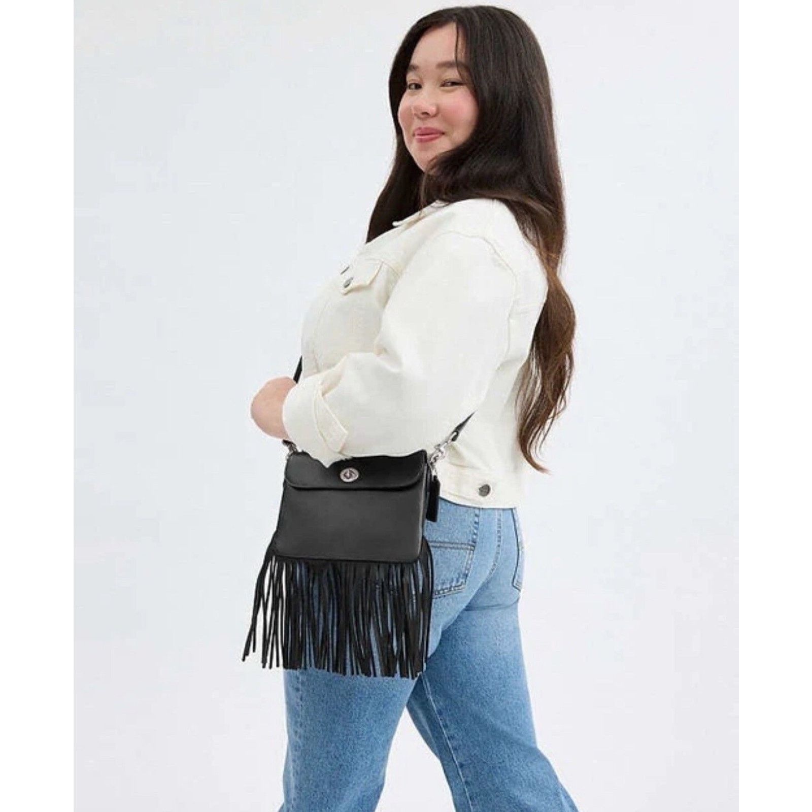 Coach NWT COACH 1964 Fringe Bag Glovetanned leather Black CU033 Size ONE SIZE - 11 Thumbnail