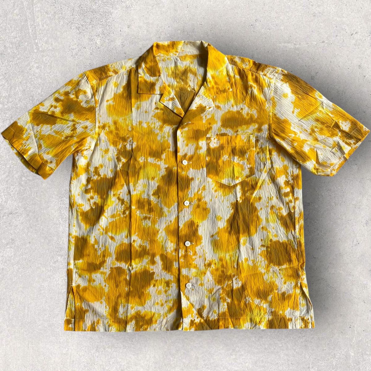 Issey Miyake SS15 Wrinkle Yellow Dye Open Collar Shirt Size US L / EU 52-54 / 3 - 1 Thumbnail
