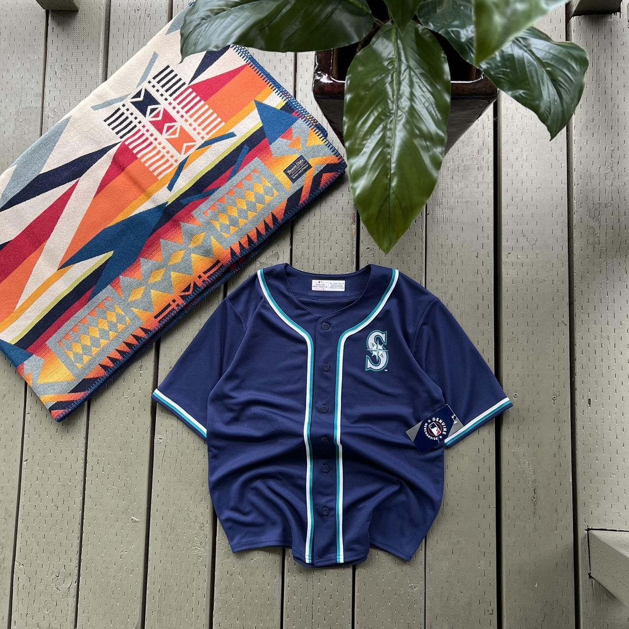MLB Vtg Seattle Mariners Jersey Sewn retro Button Baseball 90s Size US S / EU 44-46 / 1 - 2 Thumbnail