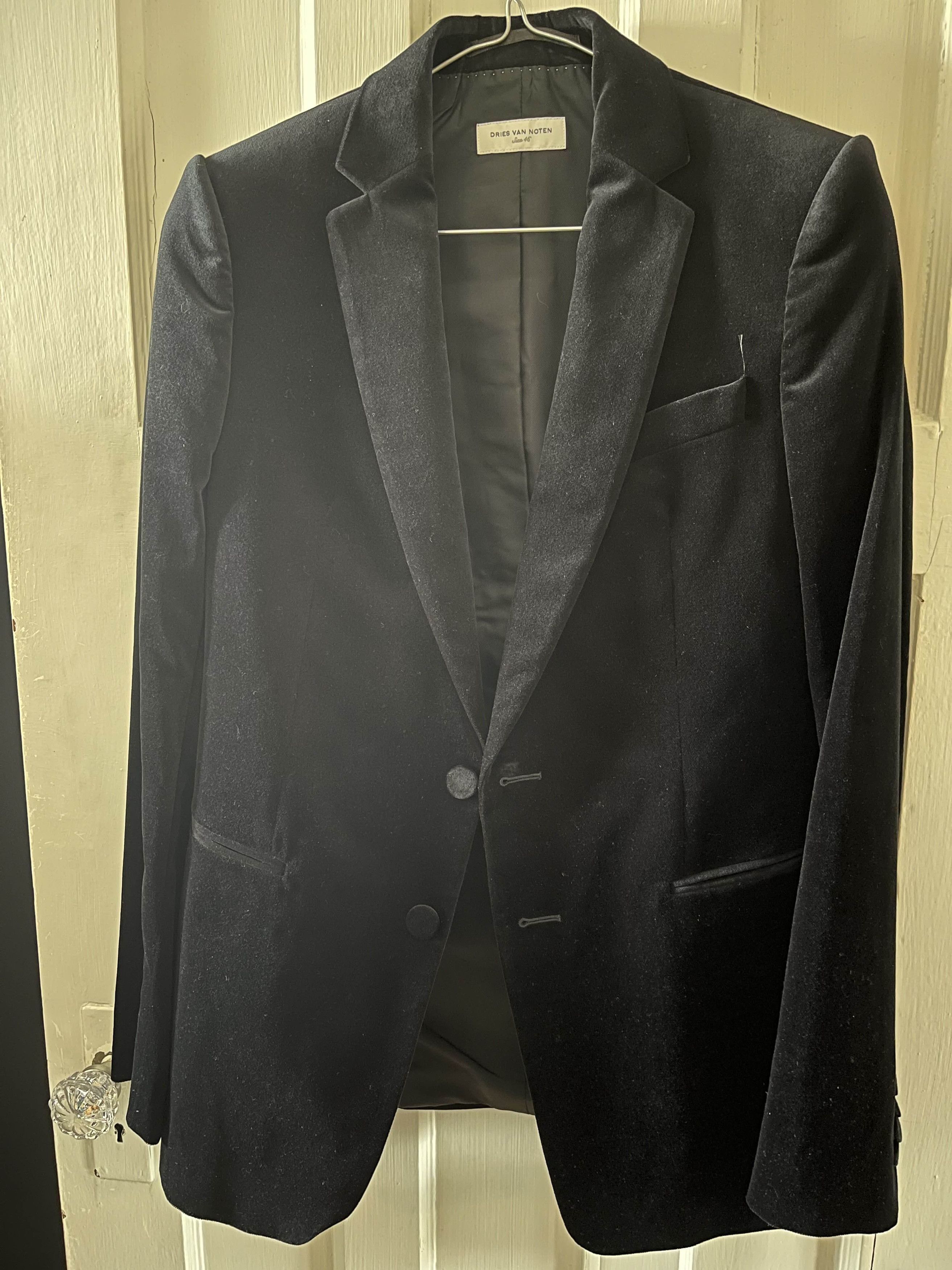 Dries Van Noten Black velvet 2-button slim-fit suit Size 46R - 3 Thumbnail