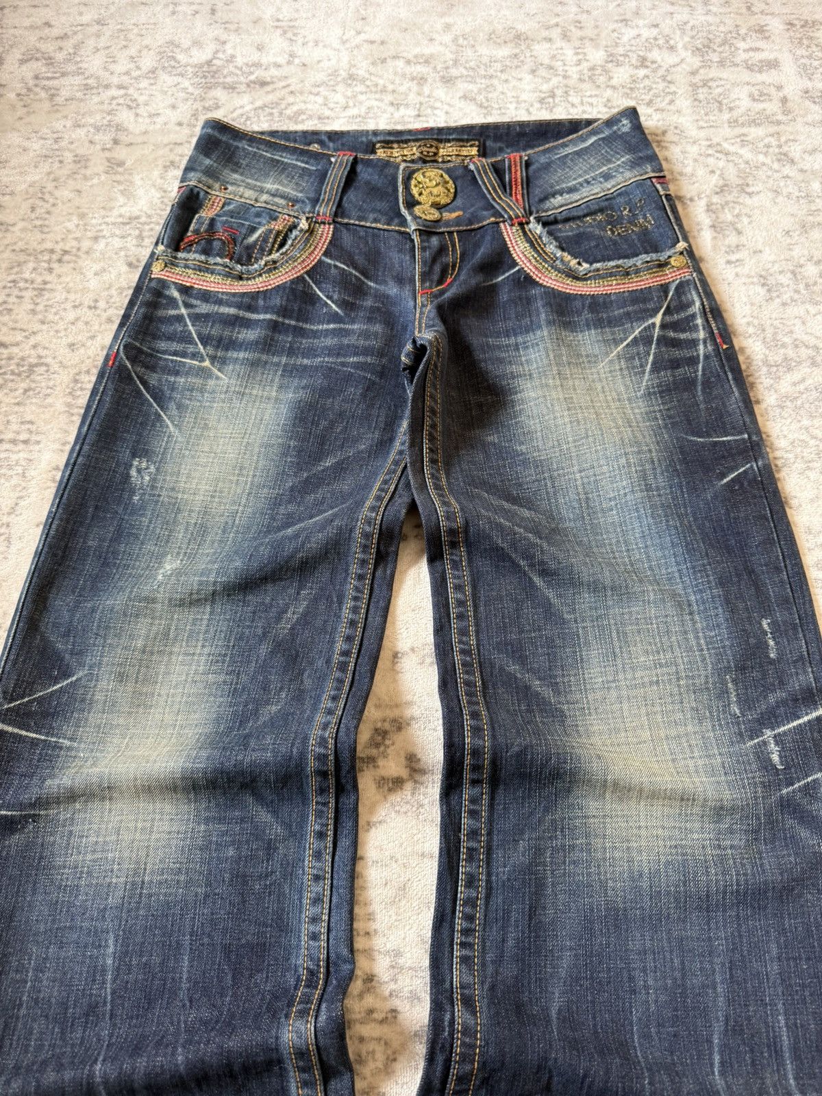 Le Grande Bleu (L.G.B.) Studio R.P Muddy Wash Wide Leg Flared Jeans Size US 28 / EU 44 - 3 Thumbnail