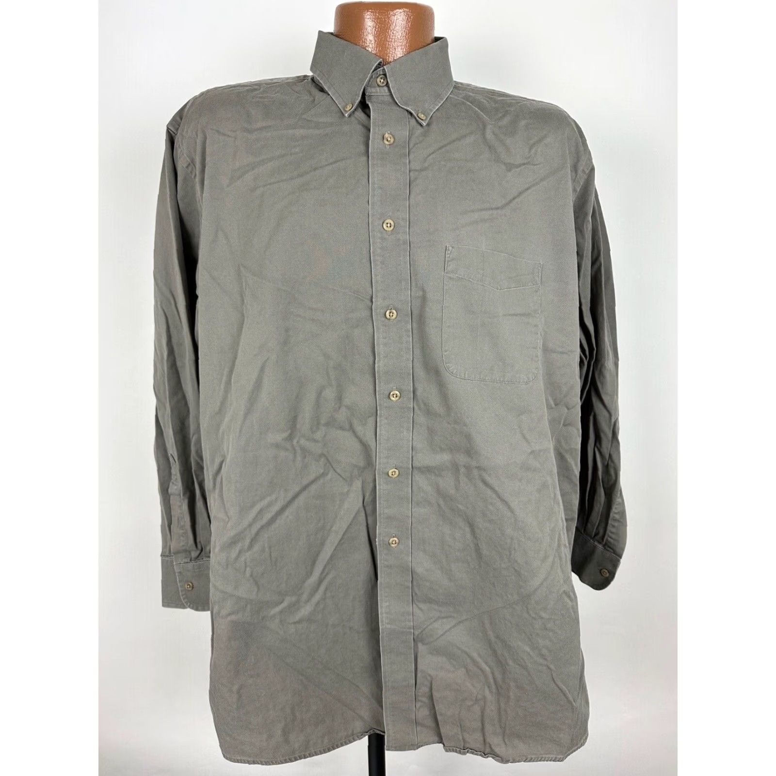 Roundtree & Yorke VINTAGE Roundtree & Yorke Shirt Men Large Beige Cotton Twill Button-Up Collared Long Sleeve Casual 90s Preppy Mens Size US L / EU 52-54 / 3 - 2 Thumbnail