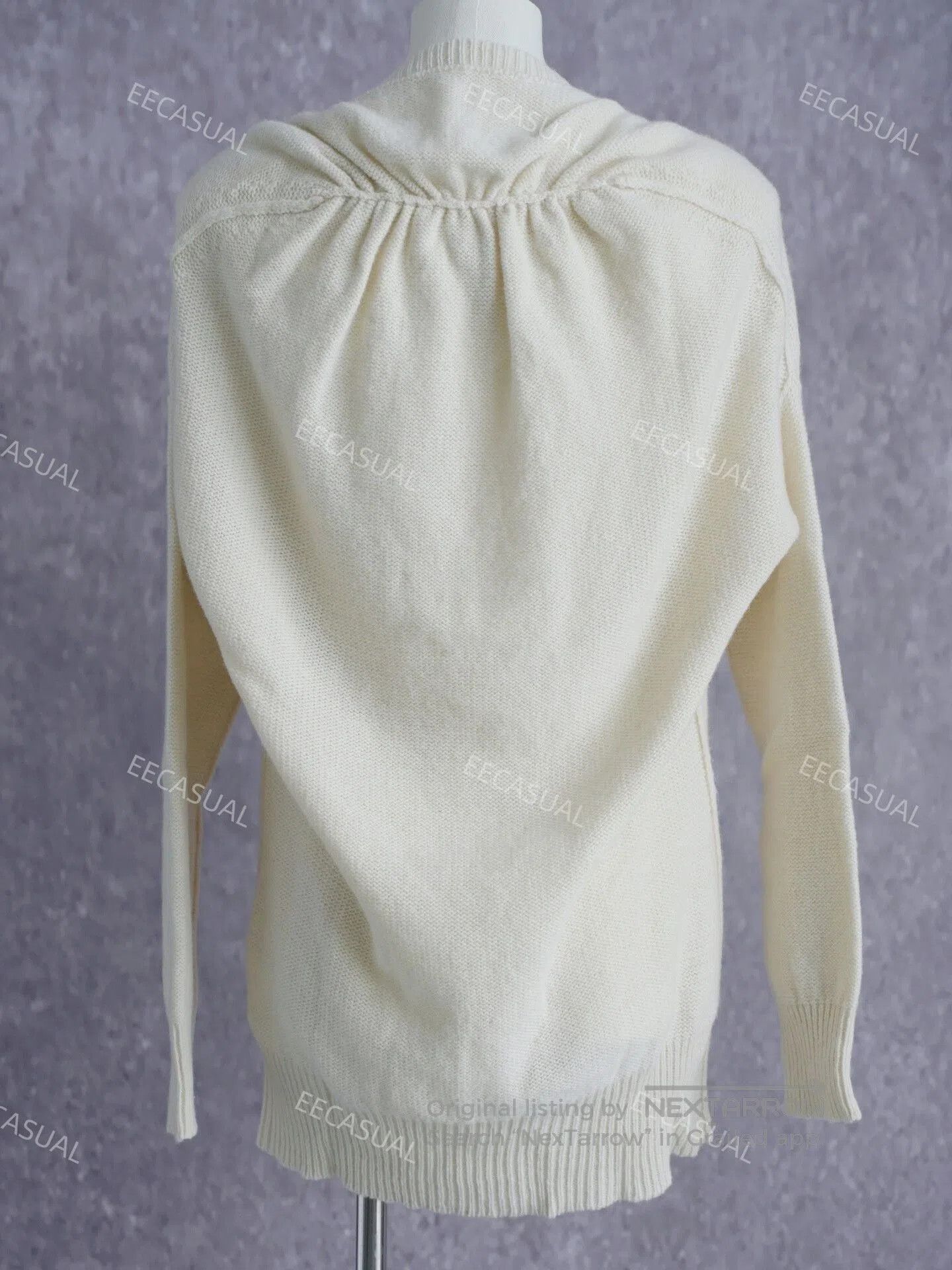 Yashi Yamamuri Yohji Yamamoto White Wool Cardigan Sweater. Size L / US 10 / IT 46 - 4 Thumbnail