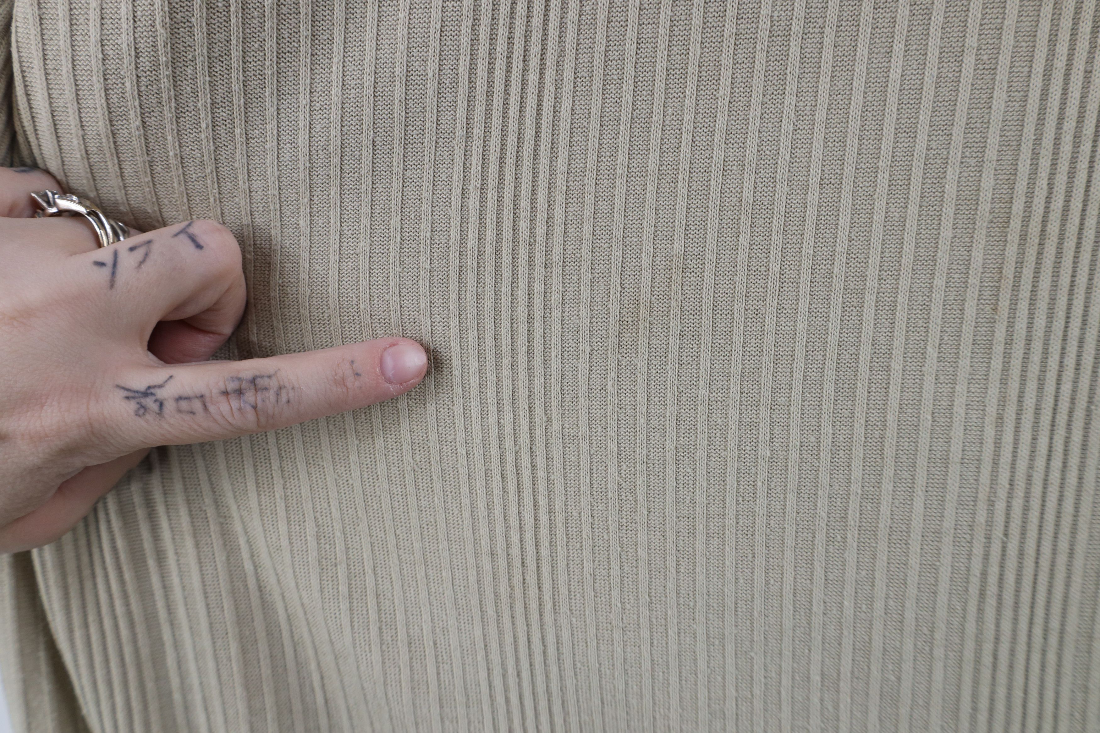 Vintage Vintage 90s Streetwear Blank Baggy Ribbed Knit T-Shirt Beige Size US XL / EU 56 / 4 - 4 Thumbnail