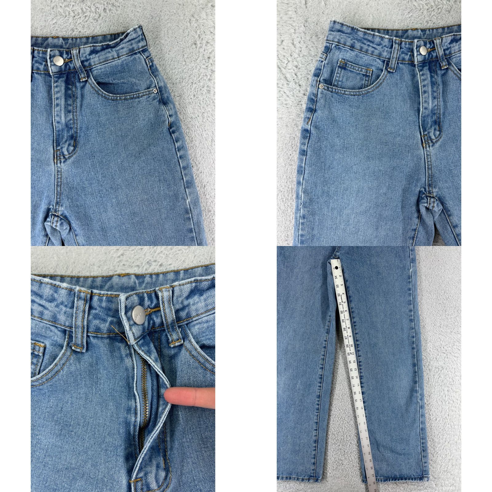 Shein SheIn Jeans Women XS Blue Denim Wide Leg Cotton Blend 5-Pocket Medium Wash Y2K Western Womens Size 26" / US 2 / IT 38 - 8 Thumbnail