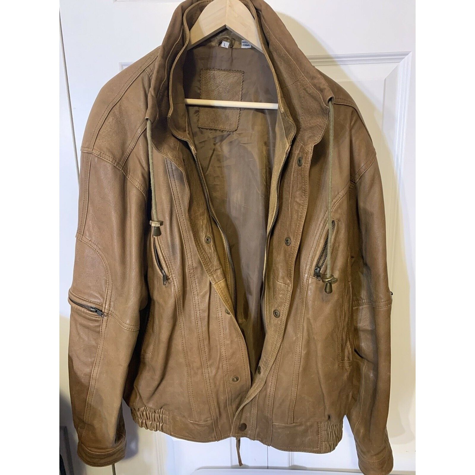 Vintage VINTAGE WALNUT BROWN Men’s Sz L LEATHER JACKET Heavy Size US L / EU 52-54 / 3 - 3 Thumbnail