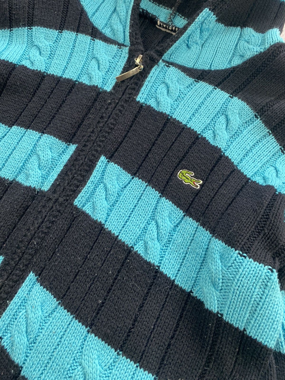 Lacoste × Vintage Vintage Lacoste knitted zip hoodie 90’s blue/black bootleg Size US L / EU 52-54 / 3 - 3 Thumbnail