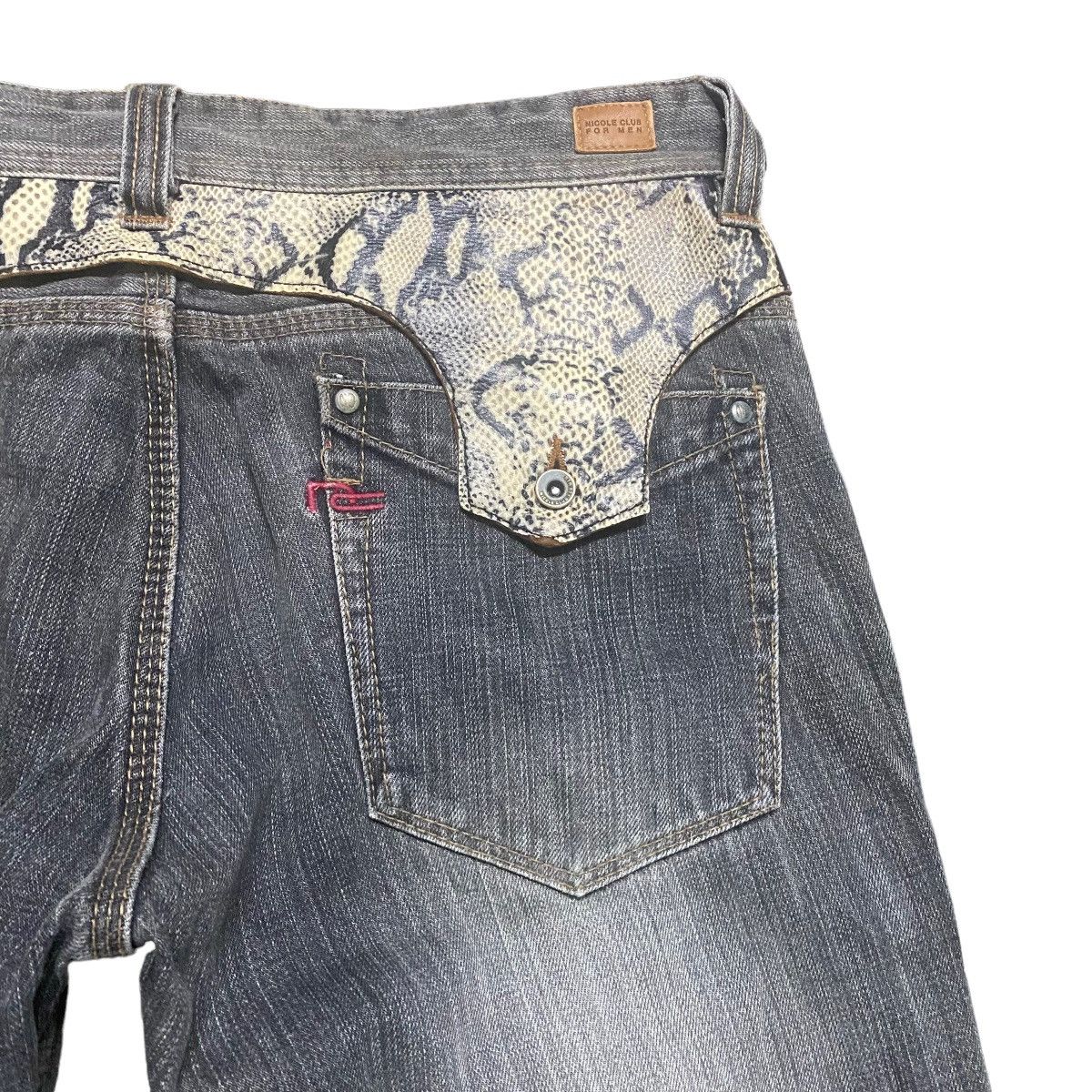 Nicole Club NCFM Leather Snake Skin Denim Flare Jeans Size US 30 / EU 46 - 11 Thumbnail