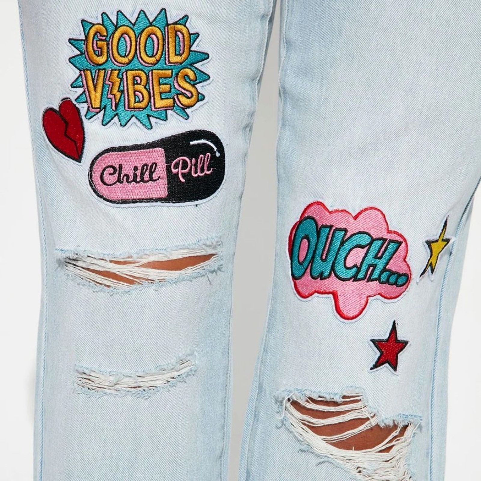 Other Patched In Pop Art Straight Leg Jeans Jr 13 Women’s 14 Size 36" / US 14 / IT 50 - 5 Thumbnail