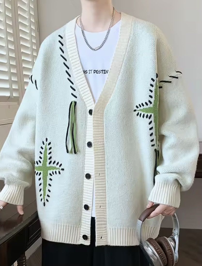Japanese Brand Star Cardigan Knitwear Size US XL / EU 56 / 4 - 4 Thumbnail