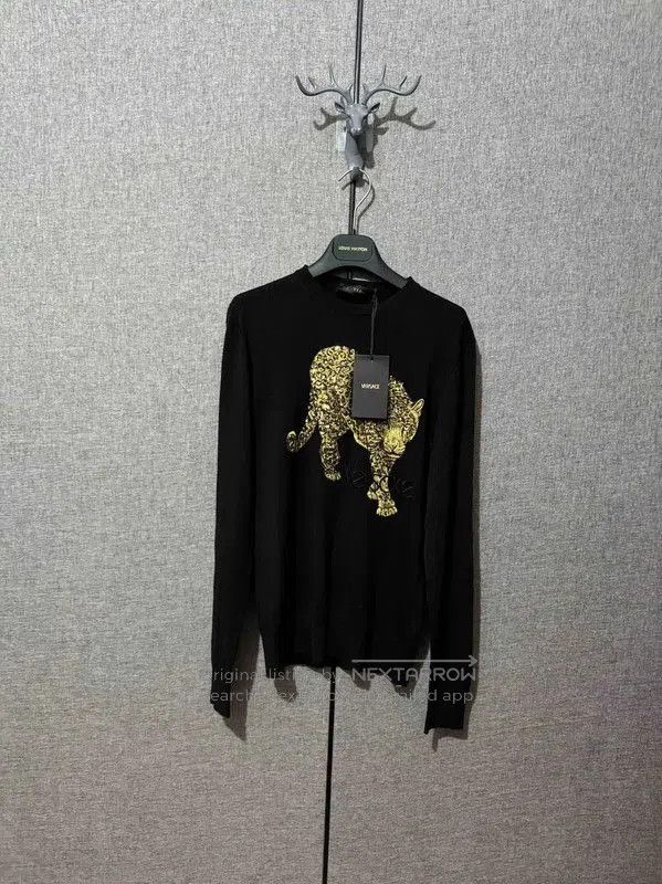 Versace Versace Black Wool Leopard Embroidery Sweater . Size US S / EU 44-46 / 1 - 2 Thumbnail