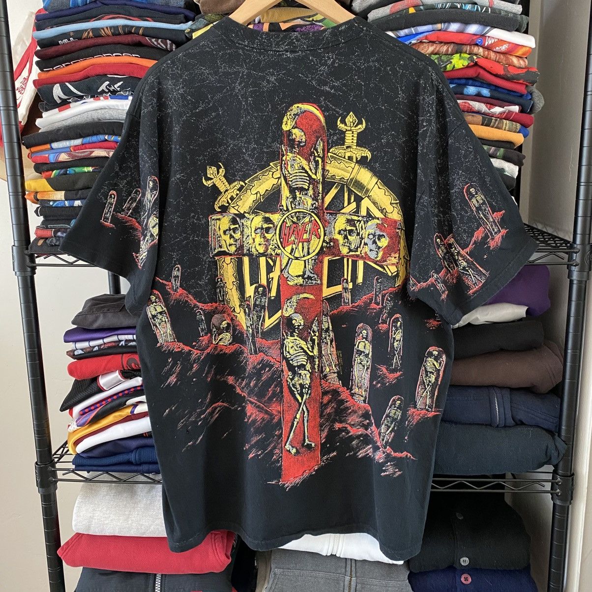 Jerzees Vintage Slayer T-Shirt All Over Print Seasons in the Abyss Size US XL / EU 56 / 4 - 5 Thumbnail